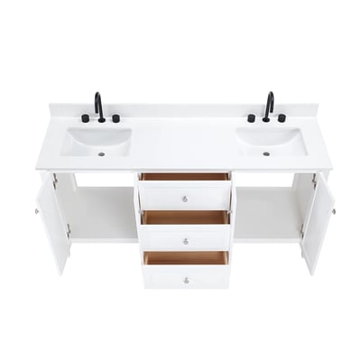 Meuble-lavabo moderne Lille avec plan en quartz blanc massif -