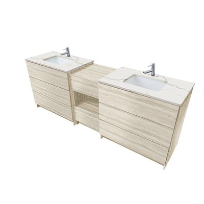 Combinación de lavabo moderno Element de pie de 92" y 102" con encimera de cuarzo -