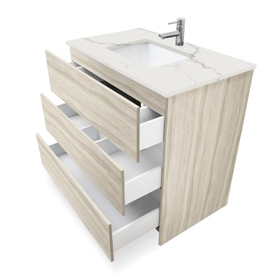 Mueble de baño moderno Element de 36″ con encimera de cuarzo y lavabo bajo encimera -