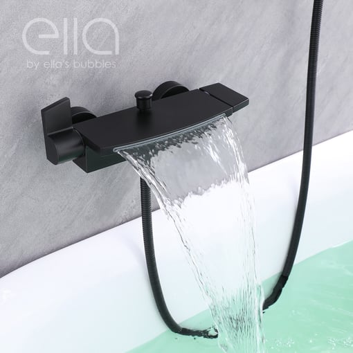 Waterfall Bathtub Faucet Wall Mount with 24" Slider and Hand Held Shower - |