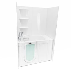 Acrylic 6 Pieces SMC Shower Wall Kit with Soap Niche - left