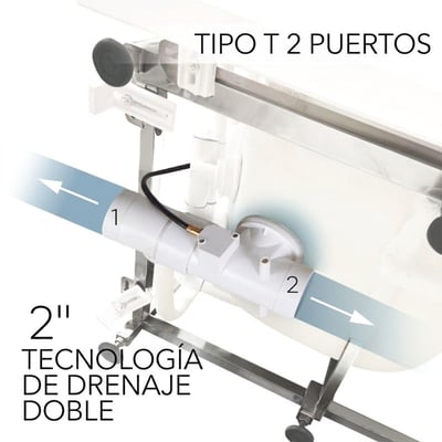 Diagrama detallado de la tecnología de doble desagüe de 2 puertos tipo T de la bañera con puerta Ella con tuberías de desagüe de 2 pulgadas