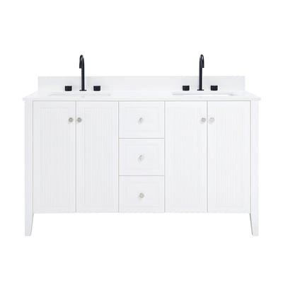 Meuble-lavabo moderne Lille avec plan en quartz blanc massif -