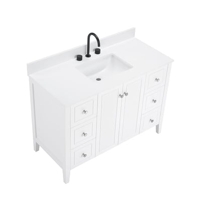 Meuble-lavabo moderne Lille avec plan en quartz blanc massif -