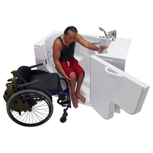 Transfer26 Outward Swing Door Wheelchair Accessible Acrylic Walk In Bathtub 26″w X 52″l 66cm X 132cm 46