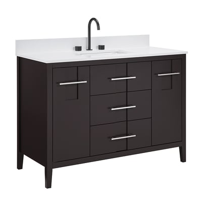 Mueble de pie Florence con encimera de cuarzo macizo blanco