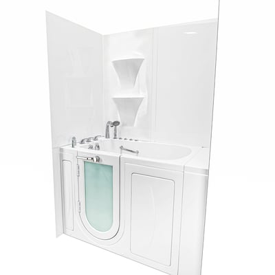 Walk In Tub Wall Surround Kit Solid White Glossy - 2 Shelves -