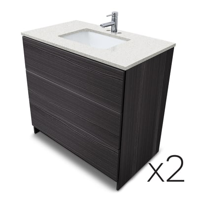 Combinación de lavabo moderno Element de pie de 92" y 102" con encimera de cuarzo -