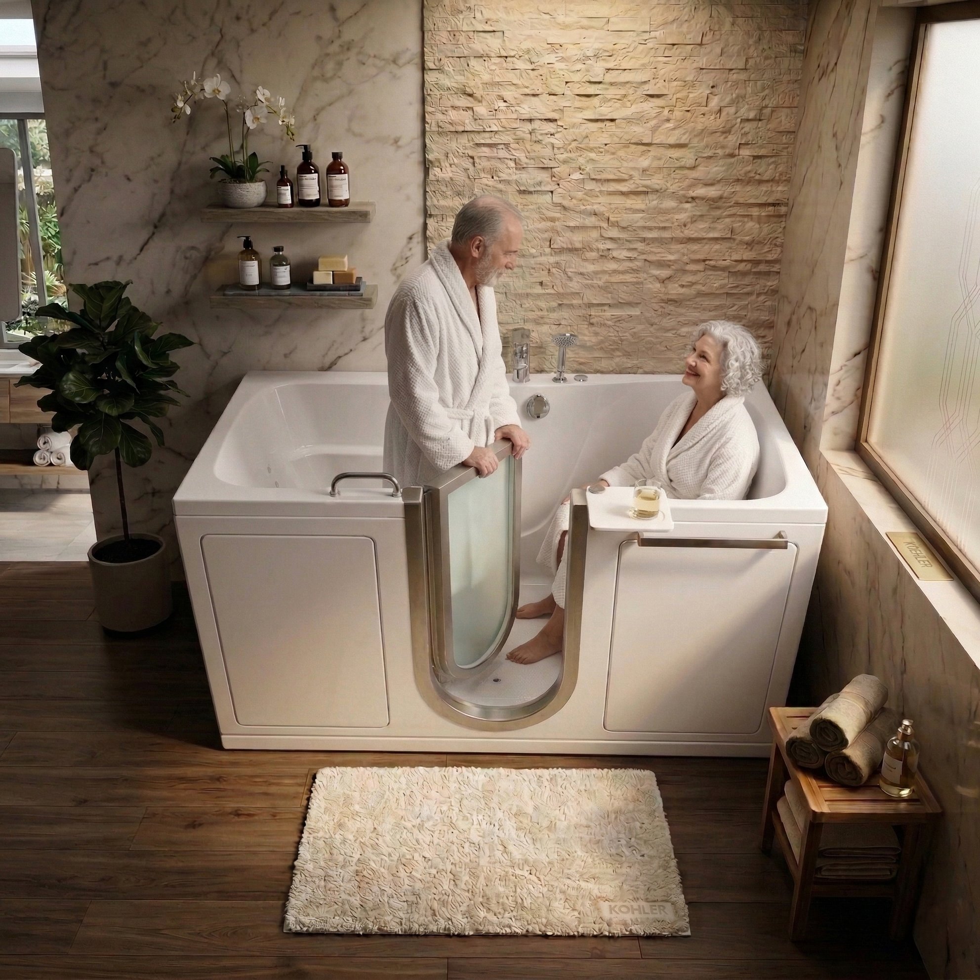 Ella Escape 36x72 two-seat walk-in tub for couples with two facing seats