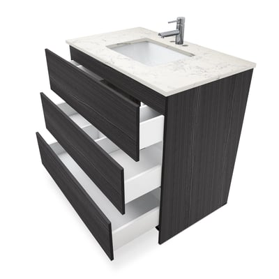 Mueble de baño moderno Element de 36″ con encimera de cuarzo y lavabo bajo encimera -