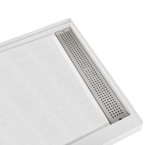 Sale Cultured Marble 36″x60″ Shower Base With Trench Drain Cover And 16″x22″ Seat