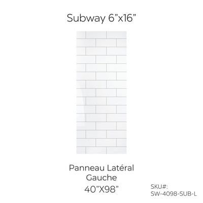 Panneau gauche de paroi de douche motif brique en acrylique pour salle de bain et douche