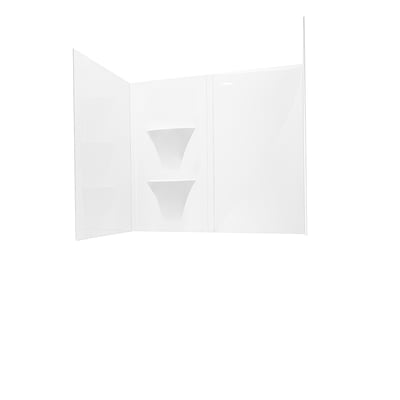 Walk In Tub Wall Surround Kit Solid White Glossy - 2 Shelves -