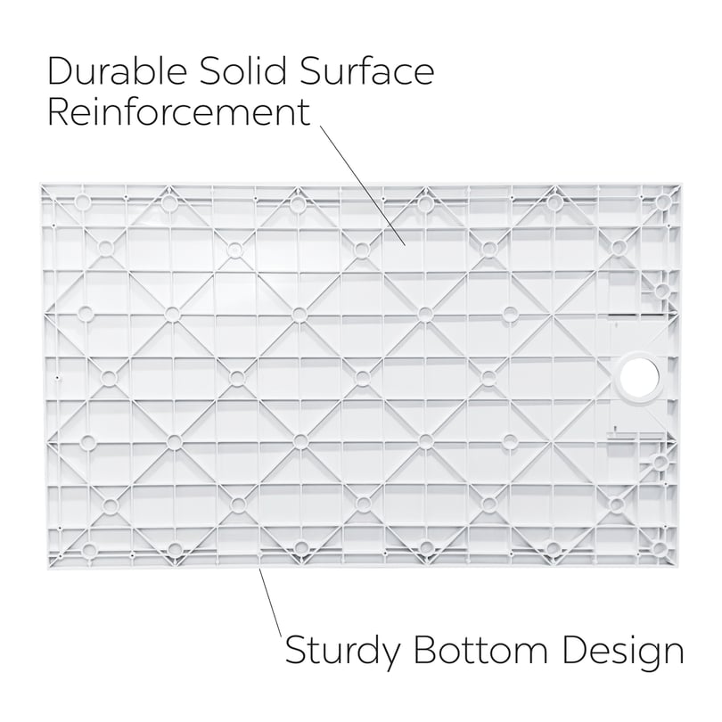 Ella SMC 1" Low Profile Reversible Shower Pan 36″ x 60″ - Image 8