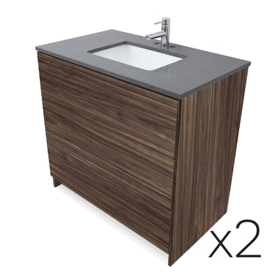 Combinación de lavabo moderno Element de pie de 92" y 102" con encimera de cuarzo -