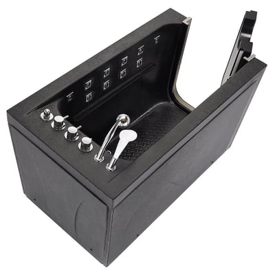Overhead view of Ella black pet spa walk-in tub with chrome faucet, knobs, microbubble jets, and anti-slip floor