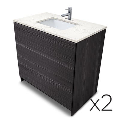 Combinación de lavabo moderno Element de pie de 92" y 102" con encimera de cuarzo -