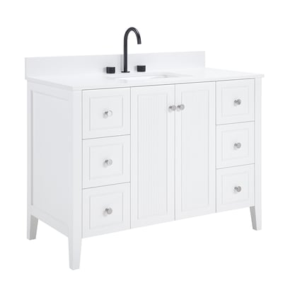 Mueble de baño moderno Lille con encimera de cuarzo macizo blanco