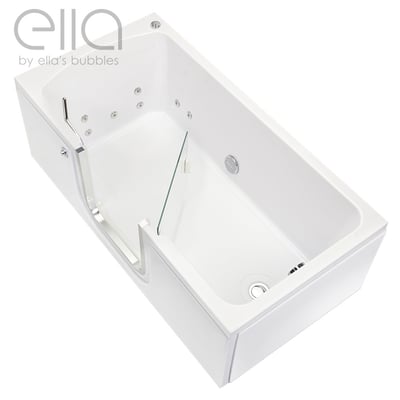 Baignoire à porte allongée Ella's Bubbles avec porte à ouverture intérieure, hydrojets et fond antidérapant – acrylique 30x60 pouces