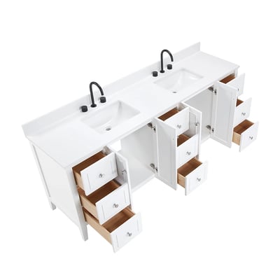 Meuble-lavabo moderne Lille avec plan en quartz blanc massif -