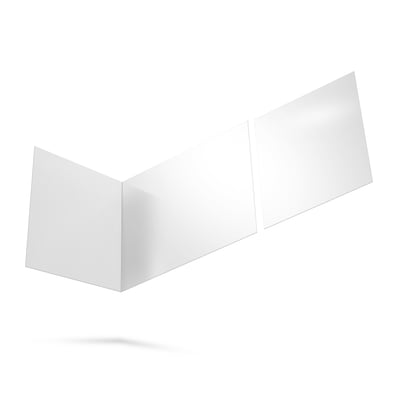 White glossy three-panel walk-in tub wall surround kit shown in angled 3D view against white background