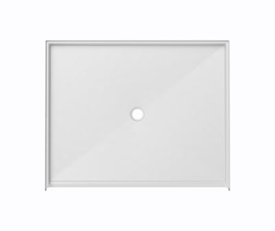 Base de ducha accesible para silla de ruedas Ella de acrílico blanco 152x122 cm con desagüe central sobre fondo blanco