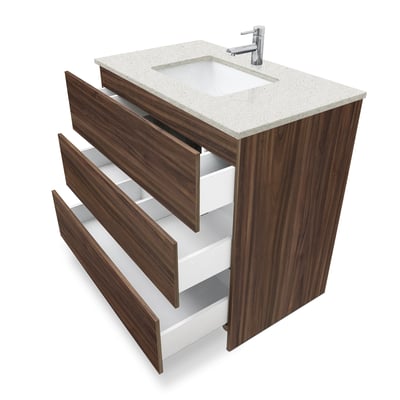Mueble de baño moderno Element de 36″ con encimera de cuarzo y lavabo bajo encimera -