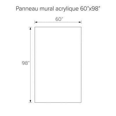 Schéma technique du panneau mural de douche acrylique Ella mesurant 152 cm de large sur 249 cm de haut