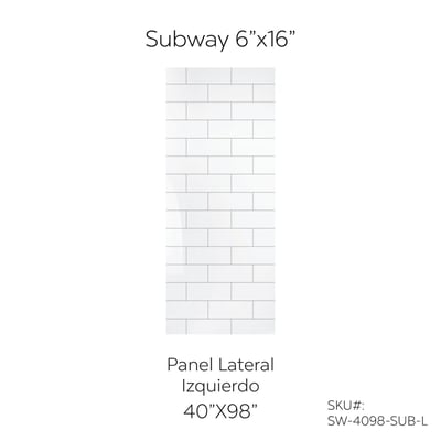 Panel acrílico izquierdo de pared de ducha con motivo de ladrillo para baño y ducha