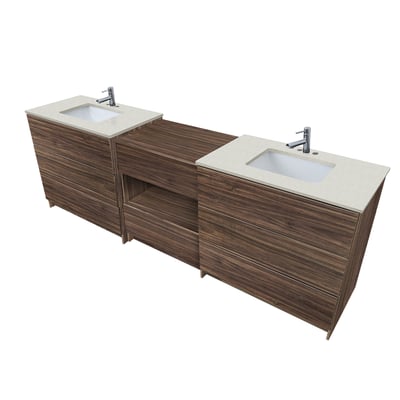 Combinación de lavabo moderno Element de pie de 92" y 102" con encimera de cuarzo -