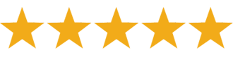 Cinco estrellas doradas que representan una calificación de cliente de 5 estrellas para las bañeras con puerta y duchas accesibles de Ella's Bubbles