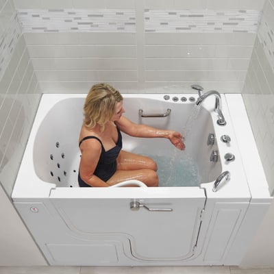 Clearance TransferXXL Outward Swing Door Walk-In Tub 36″ x 55″ Dual Drain Technology, RH door and drain, SN 0602601 -