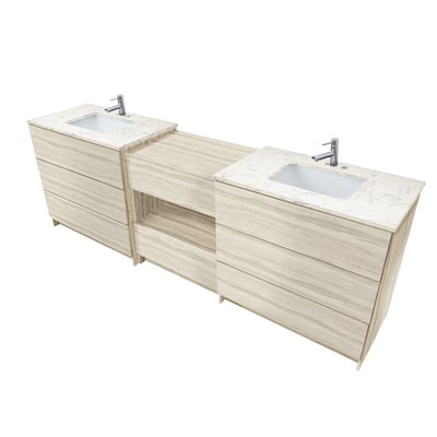 Combinación de lavabo moderno Element de pie de 92" y 102" con encimera de cuarzo -