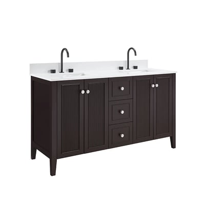 Meuble-lavabo moderne Lille avec plan en quartz blanc massif -