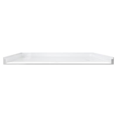 Receveur de douche accessible en fauteuil roulant rectangulaire blanc d'Ella's Bubbles avec entrée sans seuil et évacuation arrière