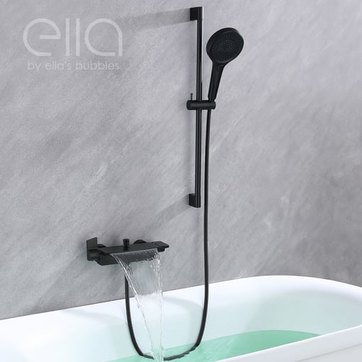 Waterfall Bathtub Faucet Wall Mount with 24" Slider and Hand Held Shower - |