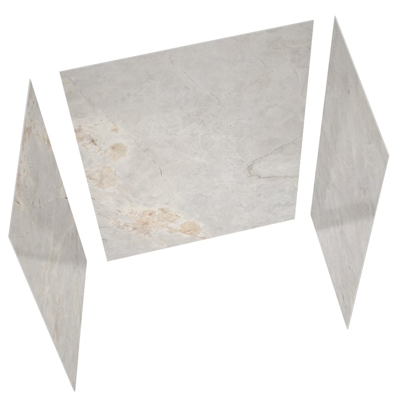 acrylic-3-panel-shower-wall-kit-gilded-stone-printed-top-view-glossy-finish