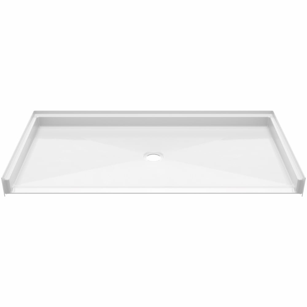 White Ella barrier-free shower base with center drain and low-threshold entry