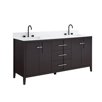 Meuble-lavabo de salle de bains moderne Florence sur pied avec plan en quartz blanc massif -