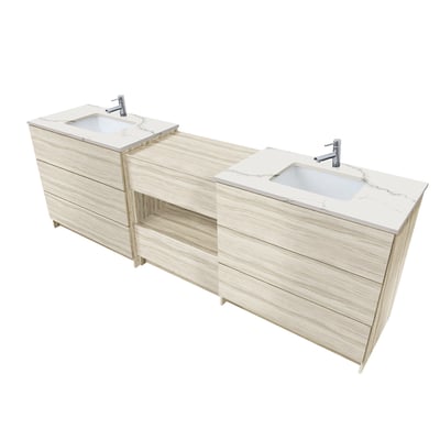 Combinación de lavabo moderno Element de pie de 92" y 102" con encimera de cuarzo -