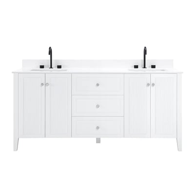 Meuble-lavabo moderne Lille avec plan en quartz blanc massif -