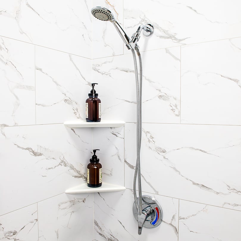 Acrylic Corner Shower Shelf Glossy White - Image 4