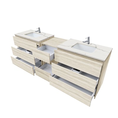 Combinación de lavabo moderno Element de pie de 92" y 102" con encimera de cuarzo -