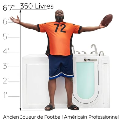 Baignoire à porte Big4One avec porte à ouverture extérieure 33″ x 66″ (84 x 168cm) Technologie de double vidange