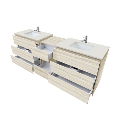 Combinación de lavabo moderno Element de pie de 92" y 102" con encimera de cuarzo -