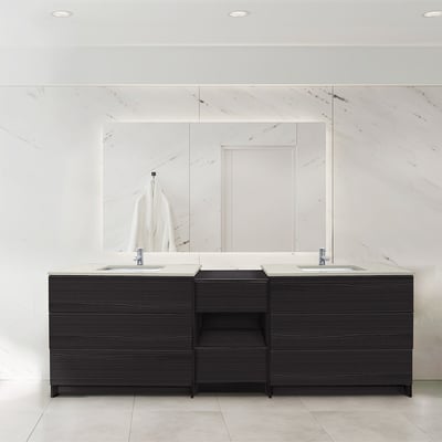 Combinación de lavabo moderno Element de pie de 92" y 102" con encimera de cuarzo -