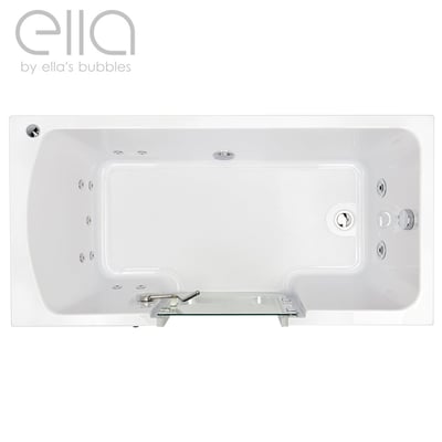 Baignoire à porte allongée Ella's Bubbles avec porte à ouverture intérieure, hydrojets, fond antidérapant et étagère en verre – 30x60 pouces