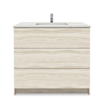 Mueble de baño moderno Element de 36″ con encimera de cuarzo y lavabo bajo encimera -