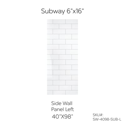 Panneau gauche de paroi de douche motif brique en acrylique pour salle de bain et douche