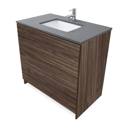 Mueble de baño moderno Element de 36″ con encimera de cuarzo y lavabo bajo encimera -